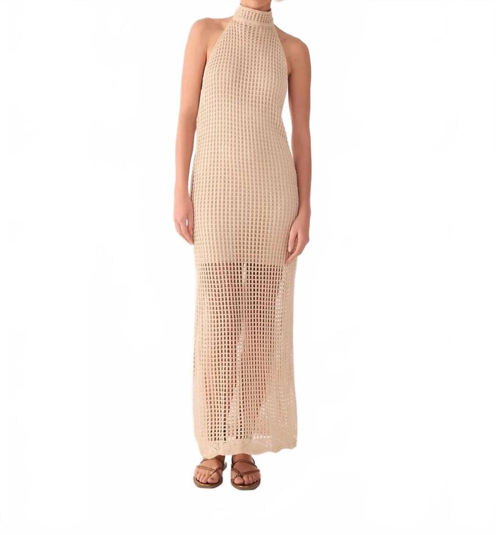 NEW DRESS TO knit halter maxi dress in beige